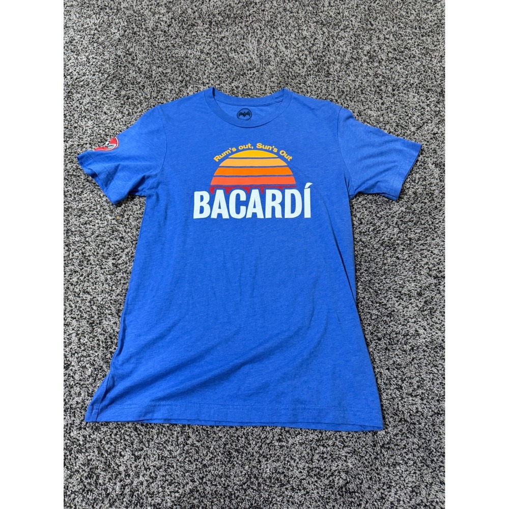 Bacardi Rum's Out Sun's Out Blue Graphic T-Shirt Men's Medium Rum Liquor Tee